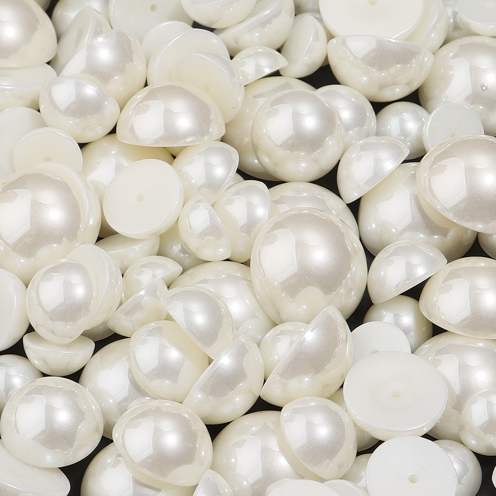 Art Craft Decoration - 20-50pcs 10/12/14/16/18mm Beige Half Flatback Imitation