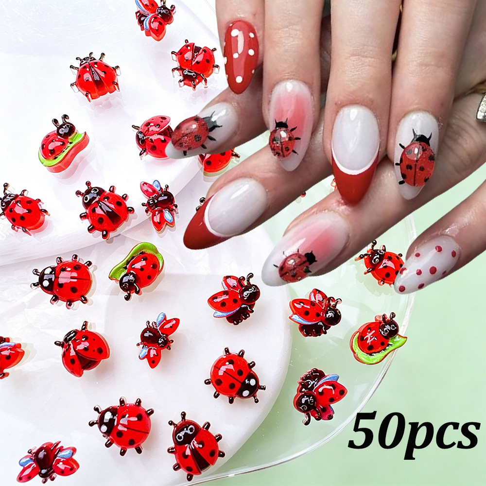 Art Craft Ladybug - 50pcs Cute Cartoon Ladybug Nail Charms