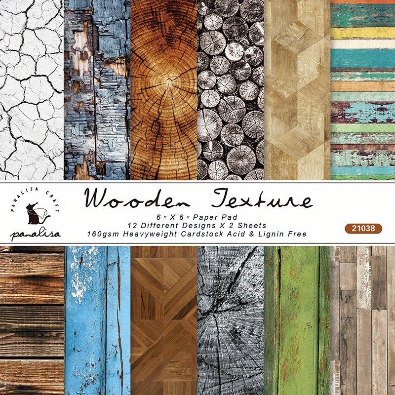Art Craft Background - 24 Sheets Wooden Texture Craft Paper