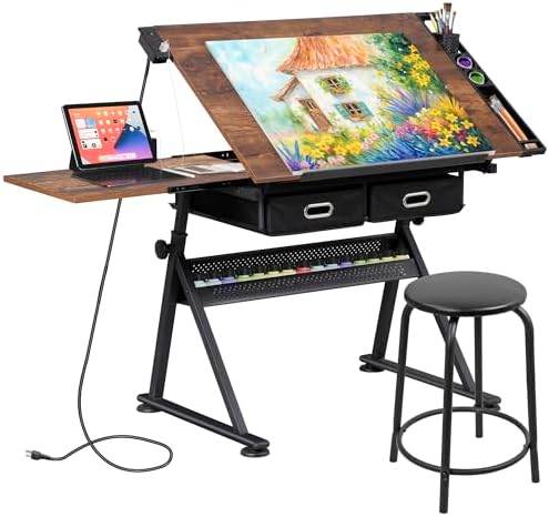 Art & Craft Paper Ideas For Kids - Adjustable Drafting Table with Stool, Tilting