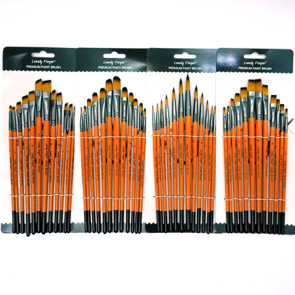 Gouache Paint Set - 12pcs Multi Size Nylon Paint Brushes