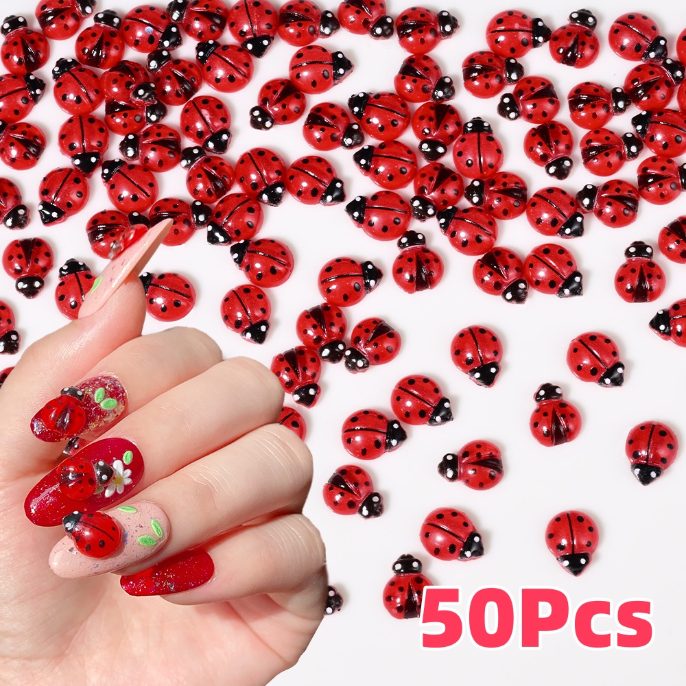 50Pcs 3D Red Ladybug Nail Char - đánh giá và giá Art Craft Ladybug