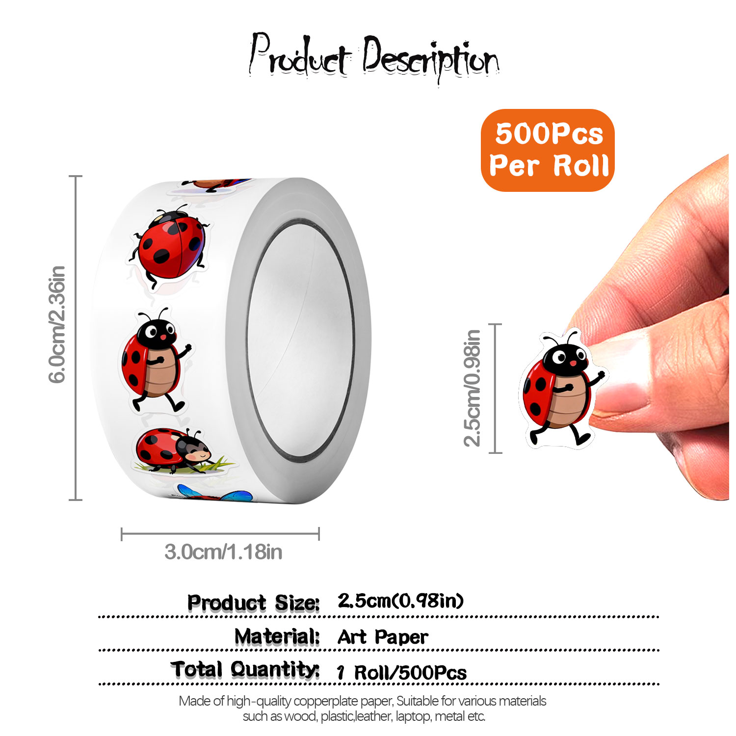 1Roll(500Pcs)10 Irregular Cart - đánh giá và giá Art Craft Ladybug