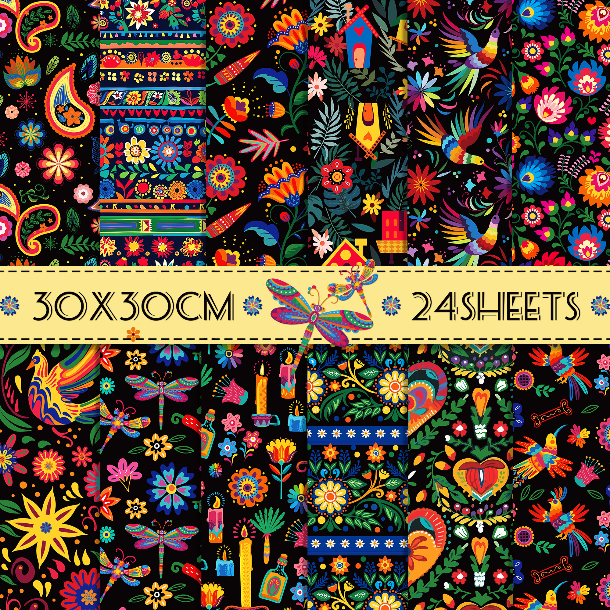 24pcs Mexican Scrapbook Paper  - đánh giá và giá Art Craft Background