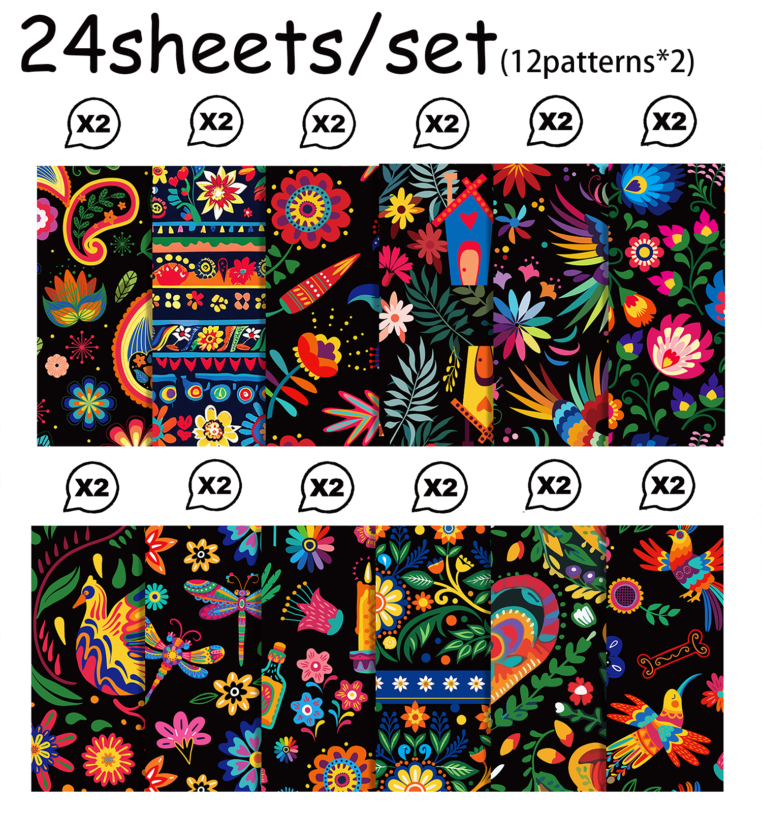 24pcs Mexican Scrapbook Paper  - đánh giá và giá Art Craft Background