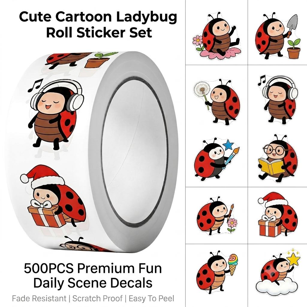 500Pcs Cartoon Ladybug Sticker - đánh giá và giá Art Craft Ladybug