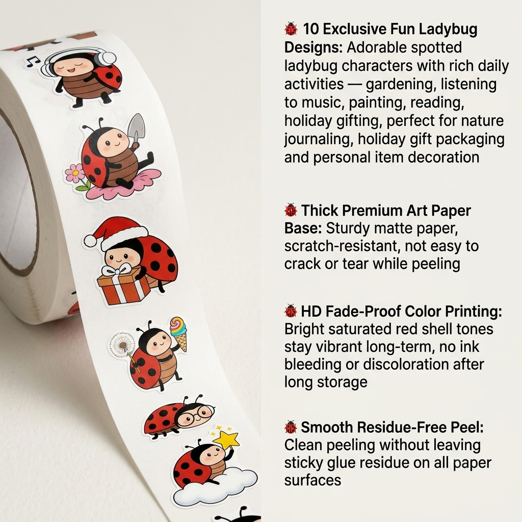 500Pcs Cartoon Ladybug Sticker - đánh giá và giá Art Craft Ladybug