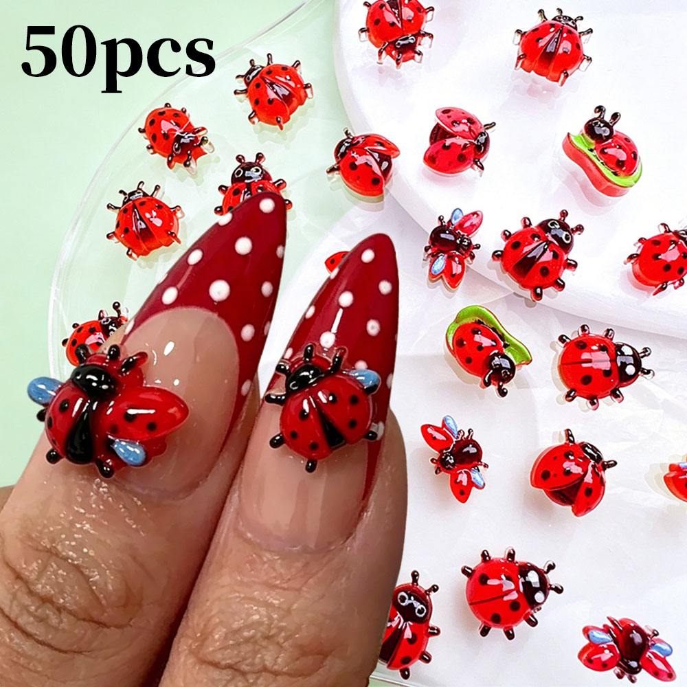 50pcs 3D Mini Resin Ladybug Na - đánh giá và giá Art Craft Ladybug