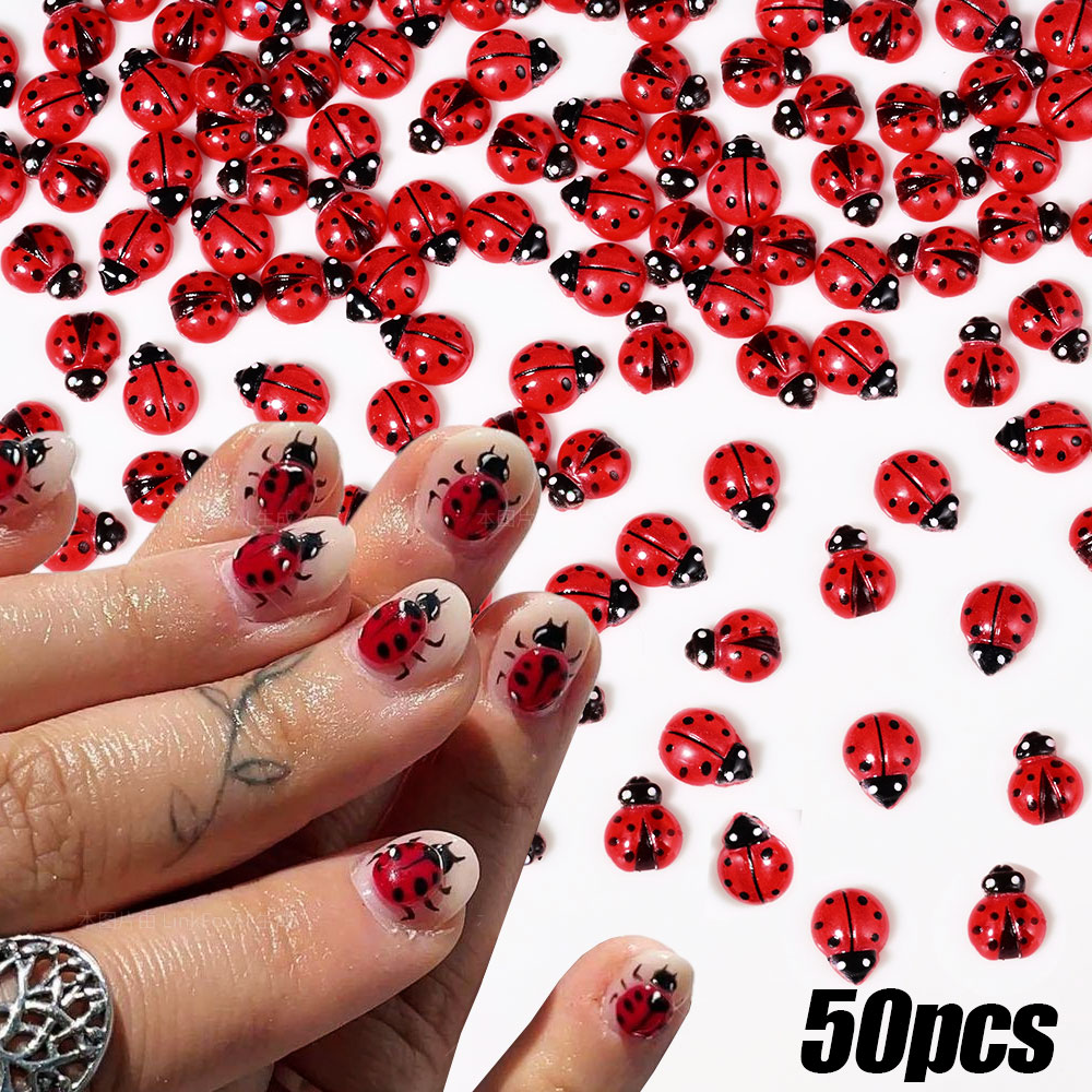 50Pcs 3D Resin Red Ladybug Nai - đánh giá và giá Art Craft Ladybug