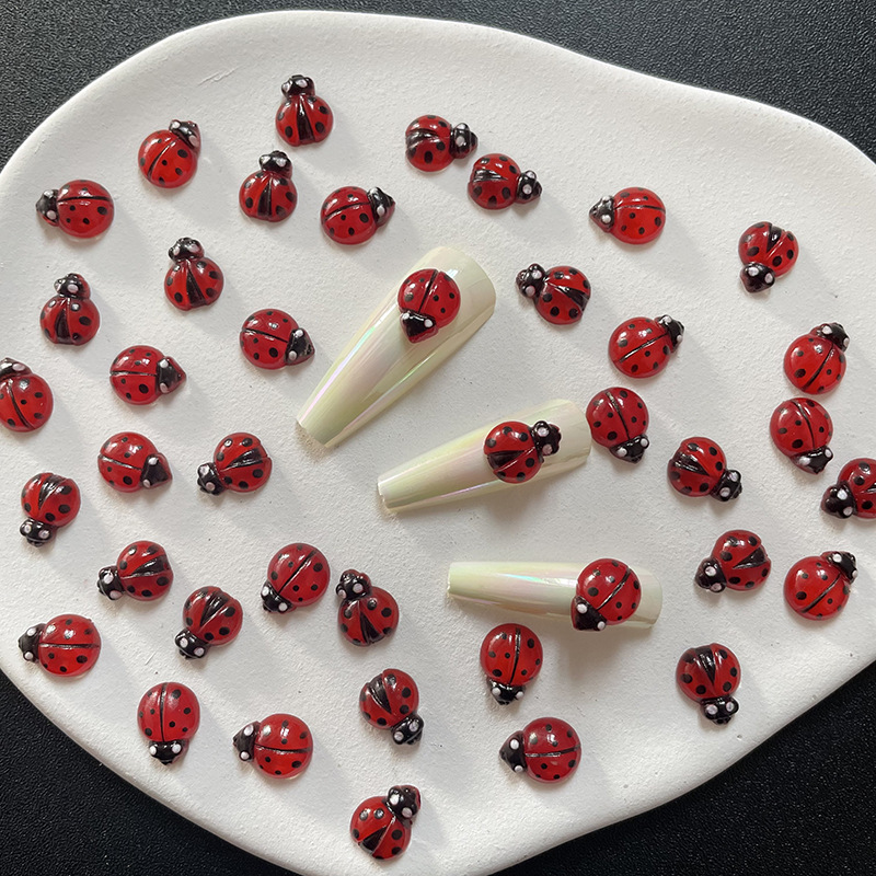 50Pcs 3D Resin Red Ladybug Nai - đánh giá và giá Art Craft Ladybug
