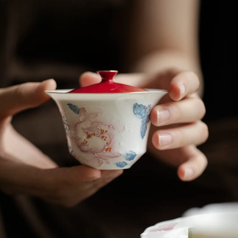 100ml Hand Drawn Peony Gaiwan  - đánh giá và giá Art And Craft Exclusives