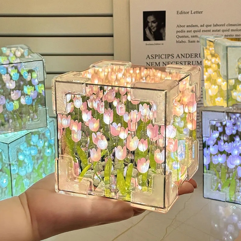 DIY Tulip Mirror Cube Lamp Sim - đánh giá và giá Art Craft Mirror