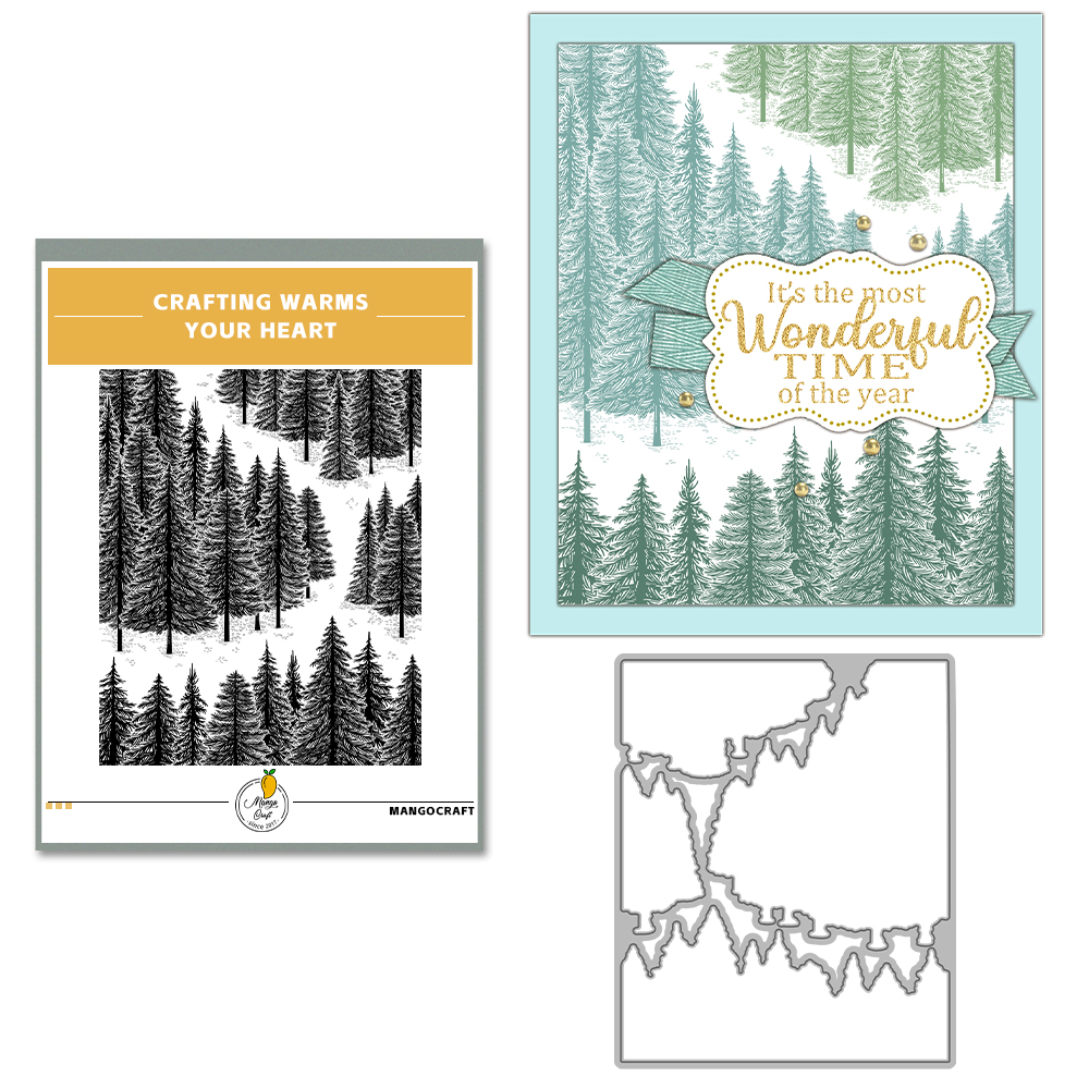 Mangocraft Winter Pine Forest  - đánh giá và giá Rubber Stamp Blank