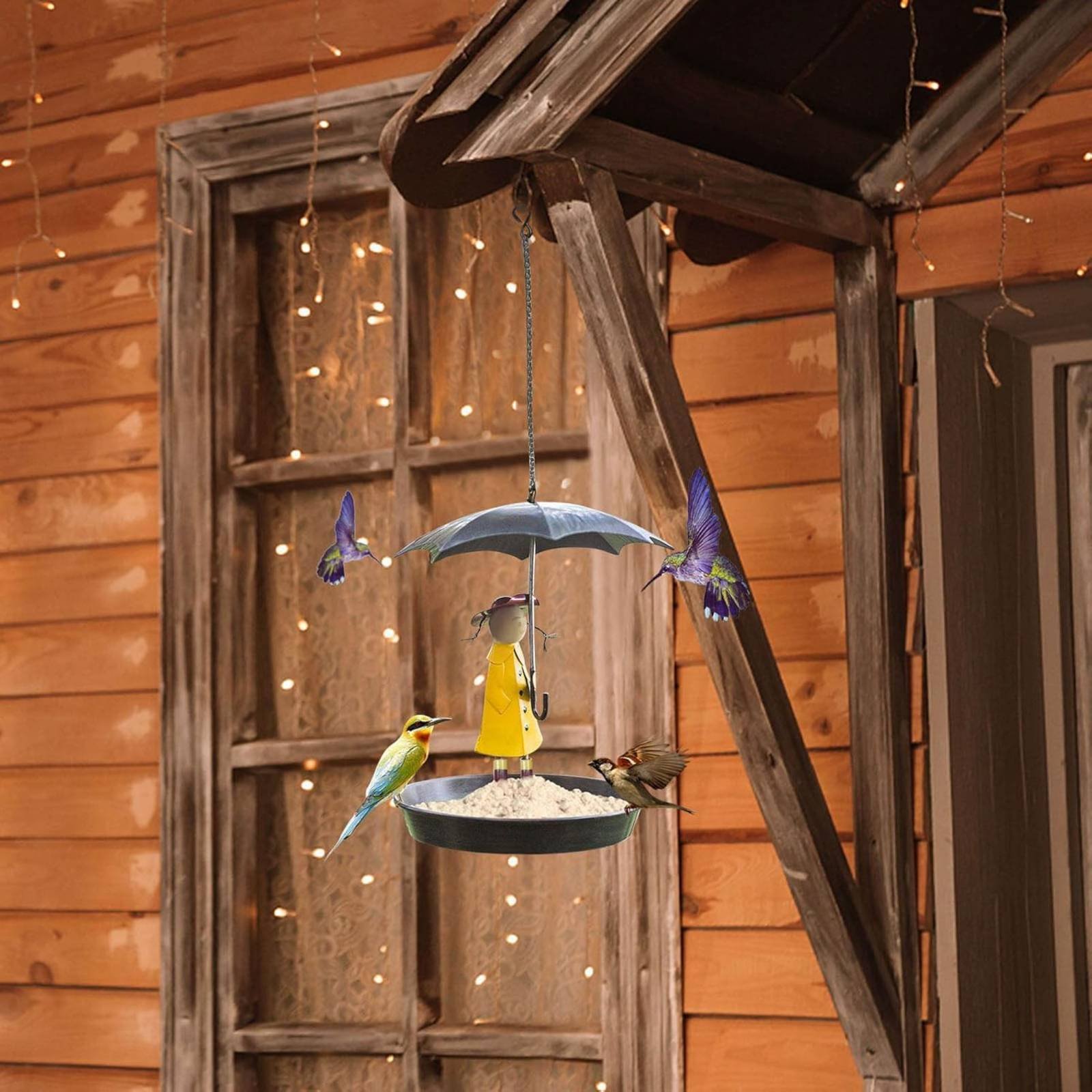 Girl with Umbrella Bird Feeder - đánh giá và giá Art Craft Decoration