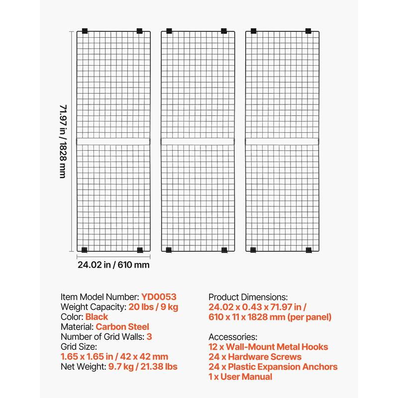 3 Packs Grid Wall Panels, 2 x  - đánh giá và giá Art Craft Decoration