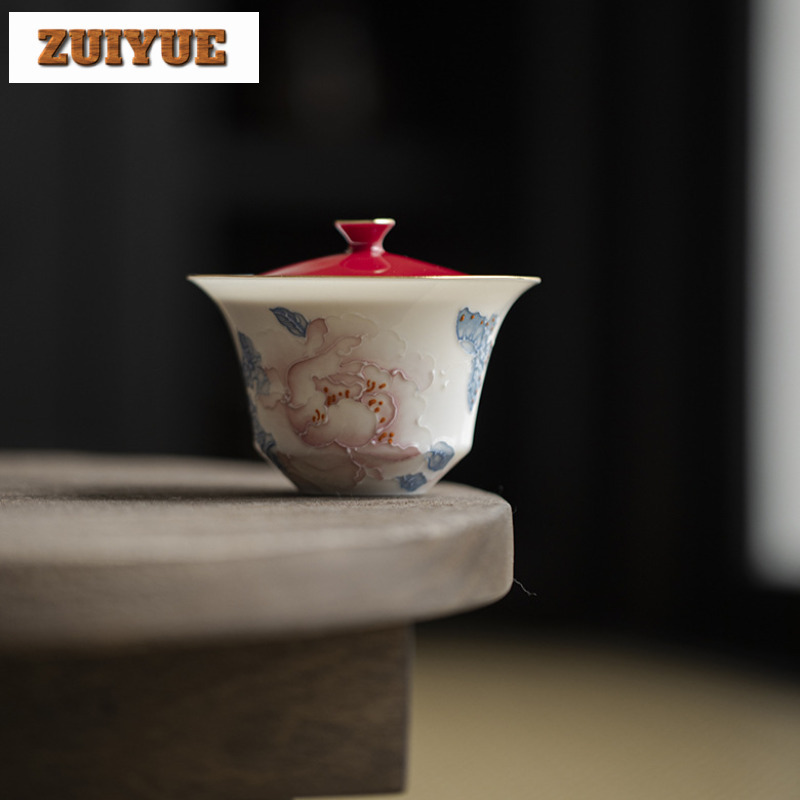 100ml Hand Drawn Peony Gaiwan  - đánh giá và giá Art And Craft Exclusives