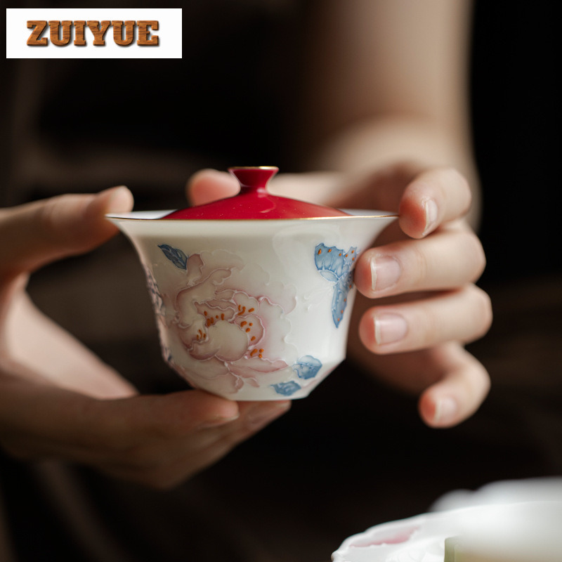 100ml Hand Drawn Peony Gaiwan  - đánh giá và giá Art And Craft Exclusives