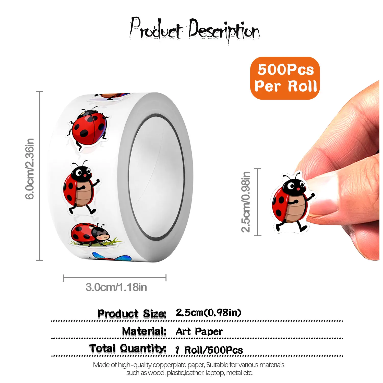 1Roll(500Pcs)10 Irregular Cart - đánh giá và giá Art Craft Ladybug