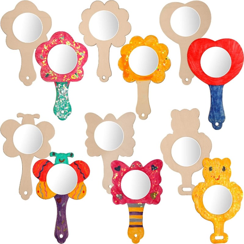 2pcs DIY Wooden Mirror Mini Wo - đánh giá và giá Art Craft Mirror